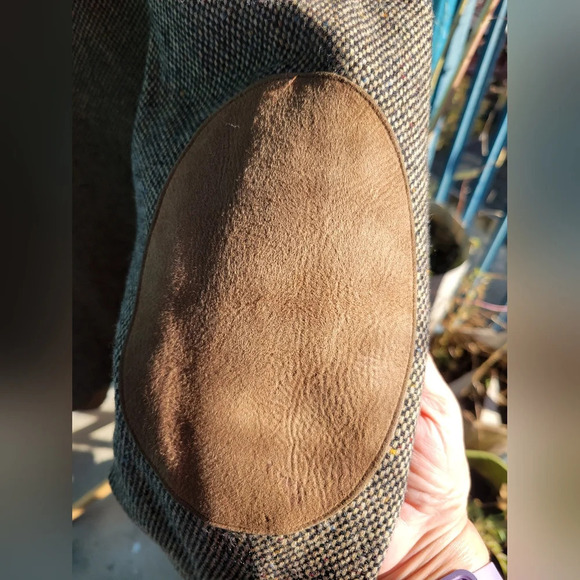 Vintage Brown Tweed Professor Blazer sports jacket leather patches on elbows - Picture 11 of 15